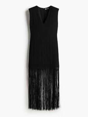 H&M Black Sleeveless Fringe Dress